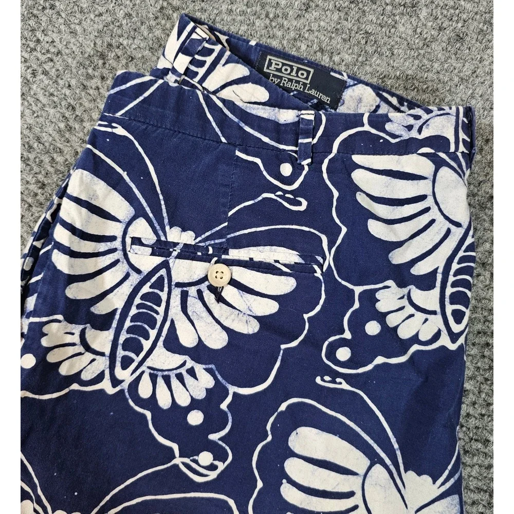 Polo Ralph Lauren Butterfly Print Shorts Casual Summer Blue White 38